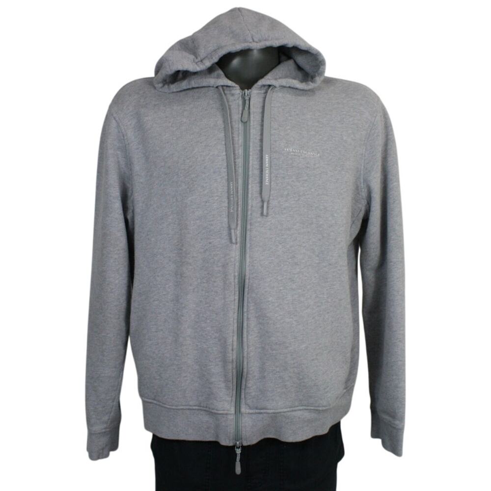 Armani Exchange A/X Full Zip Hoodie Mens XL Gray Logo Sweatshirt